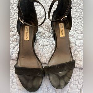 Steve Madden Black Suede Ankle-Strap Heels